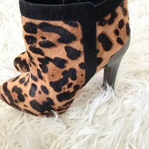 Fendi Black and Brown Leopard Heeled Boots